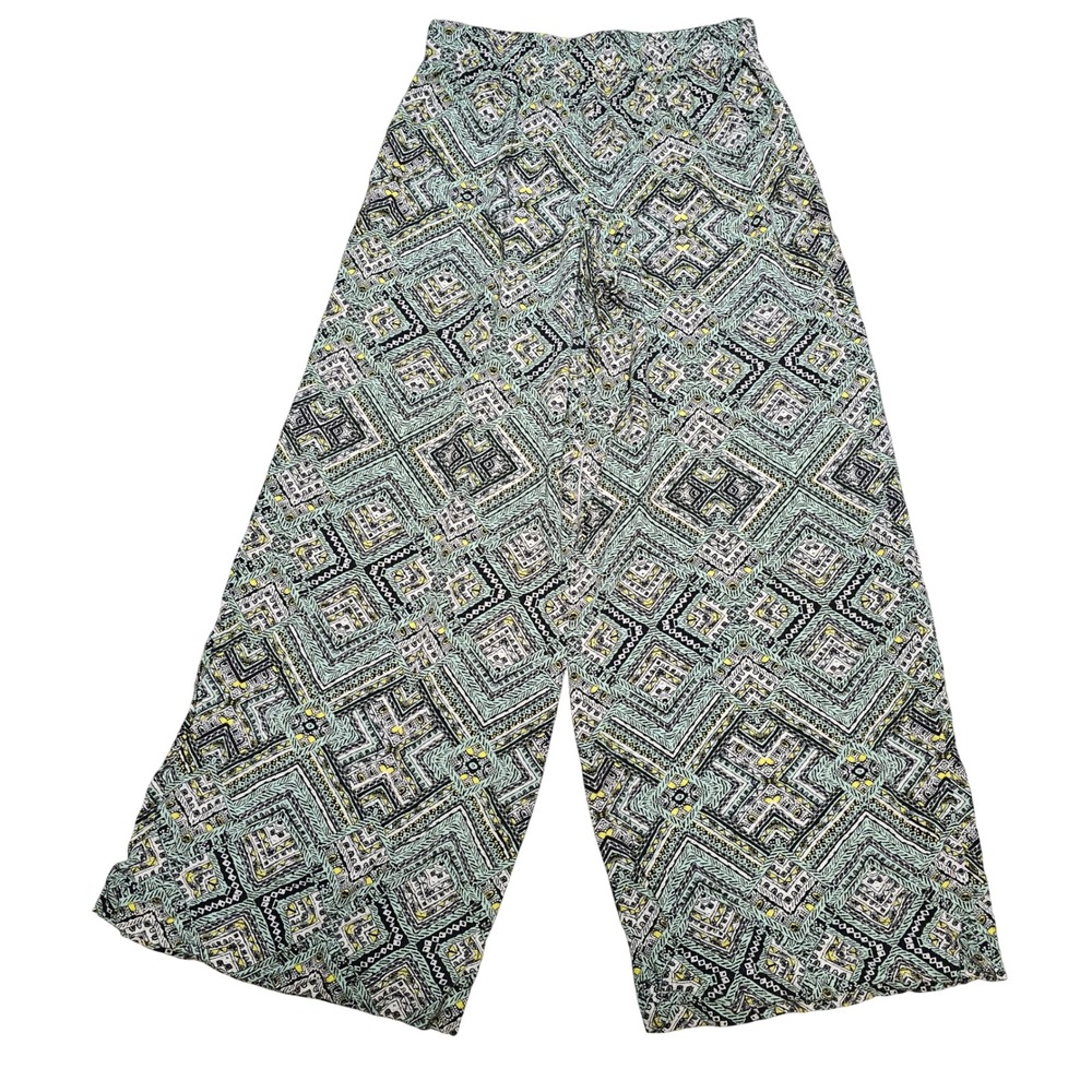 Mossimo Supply Co Womens Medium Wide Leg Pants Geometric Tribal Print Mint Green